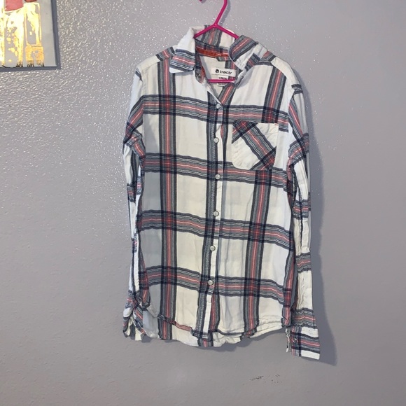 Tractr western white plaid long sleeve button down shirt - Picture 1 of 4